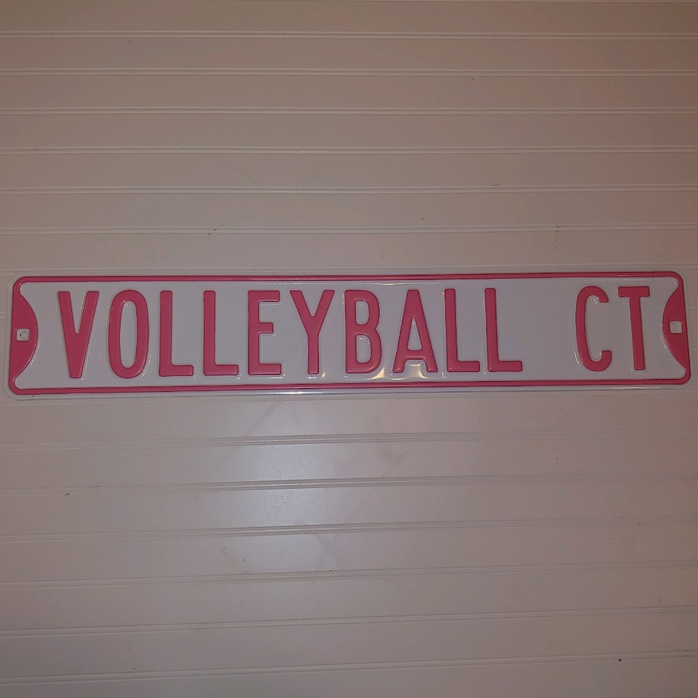 Volleyball Metal Street Sign Pink & White - NEW!